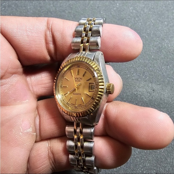 Orion Swiss Made Ladies Quartz Watch Silver And Gold Tone Date Just Working - Picture 4 of 9
